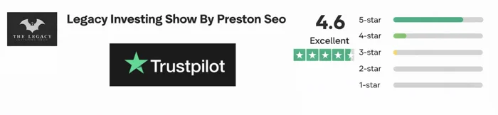 Trustpilot rating graphic for Legacy Investing Show by Preston Seo